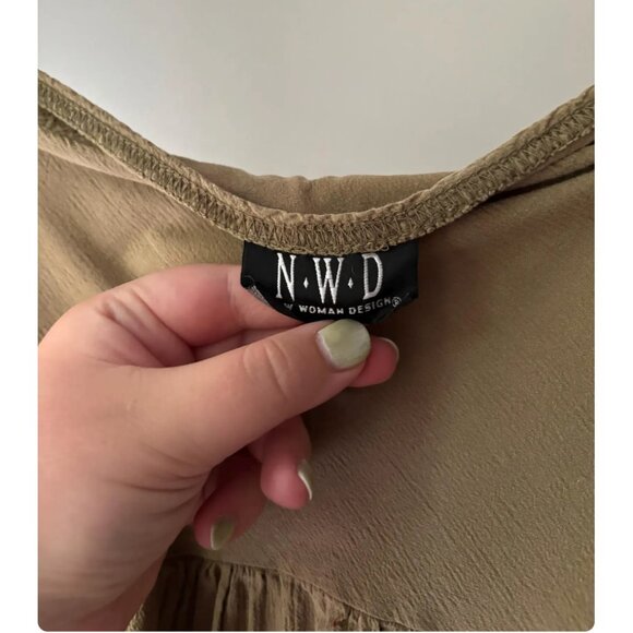 1990s Tiered Cotton Low Rise Skirt, 34" | Vintage Green Midi Skirt - Picture 4 of 4